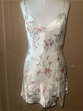 Y2K vintage satin floral chemise cherry blossom slip